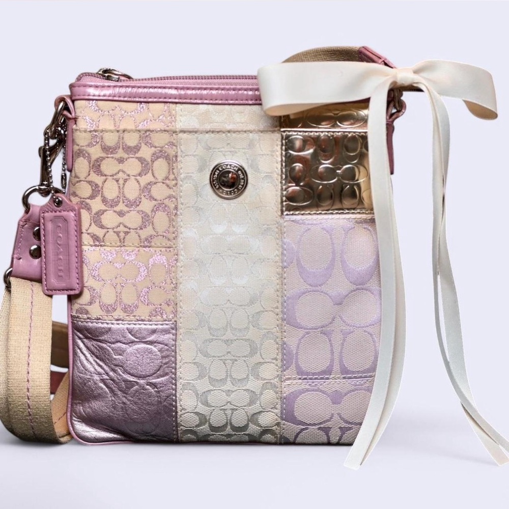 Coach Patchwork Crossbody Bag - Lilac and Cream